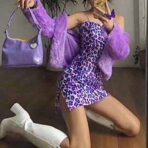 Y2K Purple Leopard Print Dress
